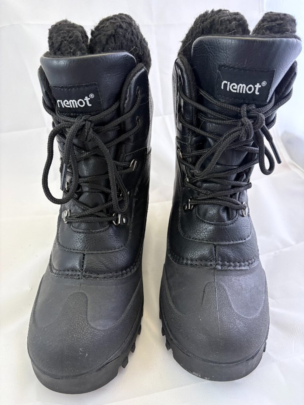 Riemot Black Insulated Winter Snow Boots Lace Up Waterproof Style US 9
